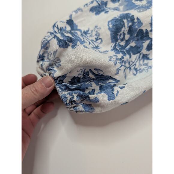 Reformation Aryn Linen Floral Top Balloon Sleeves Size 4 Romantic - Picture 9 of 15